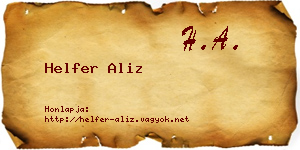 Helfer Aliz névjegykártya